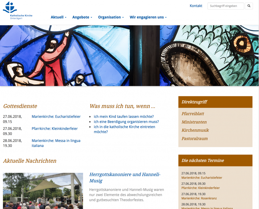 Webauftritt 2018 | © Katholische Kirche Unterägeri